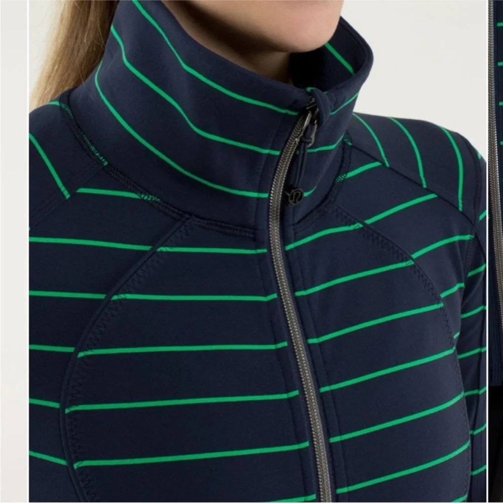 Lululemon Nice Asana Jacket Slalom Stripe Inkwell / Inkwell Navy Women’s size 10 - Picture 8 of 9